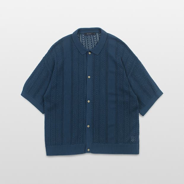 RAGEBLUE Crochet Lace Knit Shirt Teal Bl