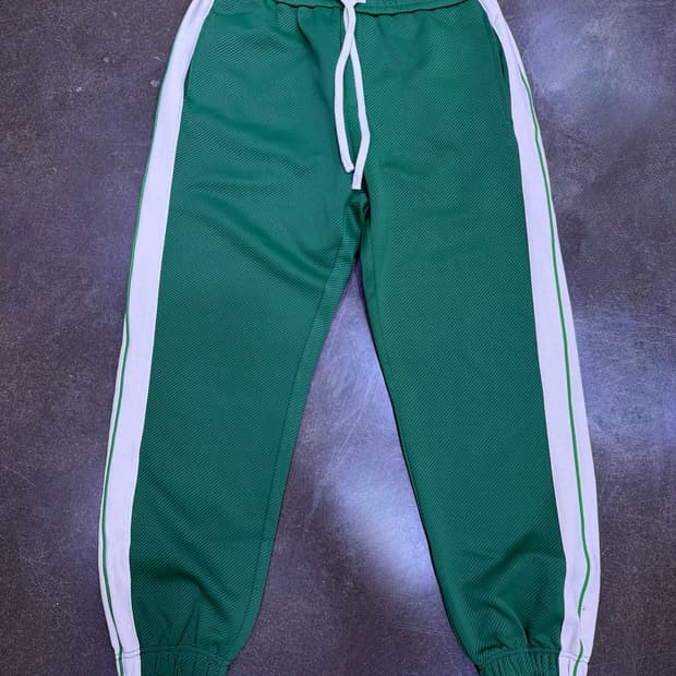 배색 스트라이프 조거팬츠 트랙팬츠 그린 화이트 XXL