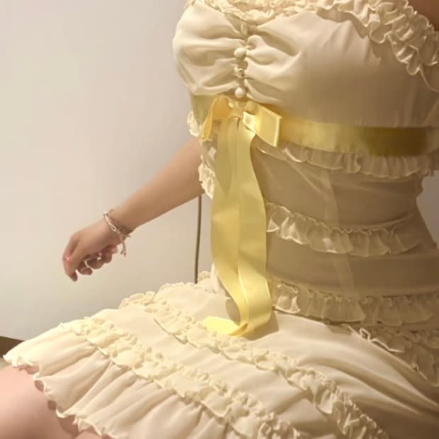 히메갸루 라떼갸루 갸루 프릴 리본 원피스