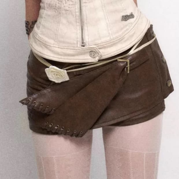 샵코르 테스트 매커니즘 Washed Leather Skirt Pants
