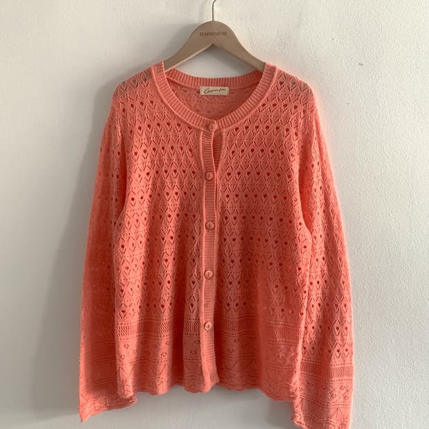 Vintage Punching Orange Knit Cardigan