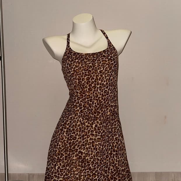 갸루 호피 빈피지 원피스 슬립