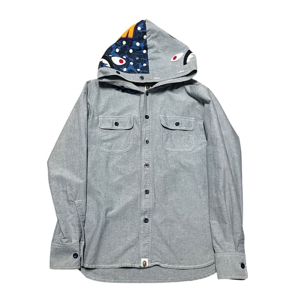 베이프 BAPE 카모 풀오버 샤크 후드 셔츠