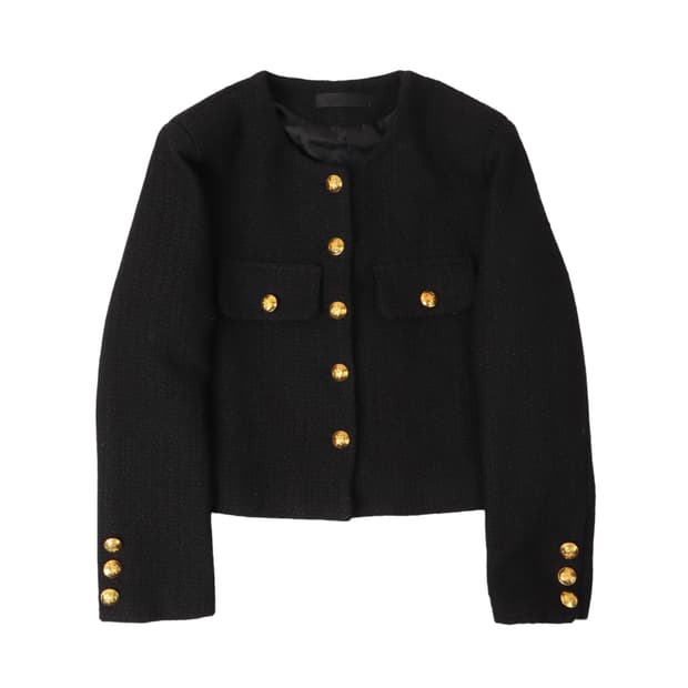 Ozoc 24SS 블랙 트위드 자켓