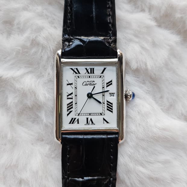 까르띠에 탱크머스트 빈티지 쿼츠 XL 화이트로만다이얼