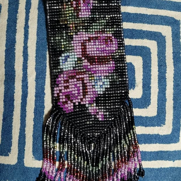 일본 빈티지 장미 비즈 브로치(14.5cm)