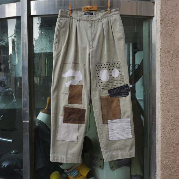 빈티지 리페어 패치워크 사시코 커스텀 폴로 팬츠