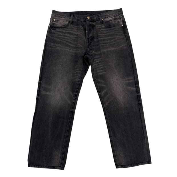 에센셜 흑청 워시드 데님 팬츠