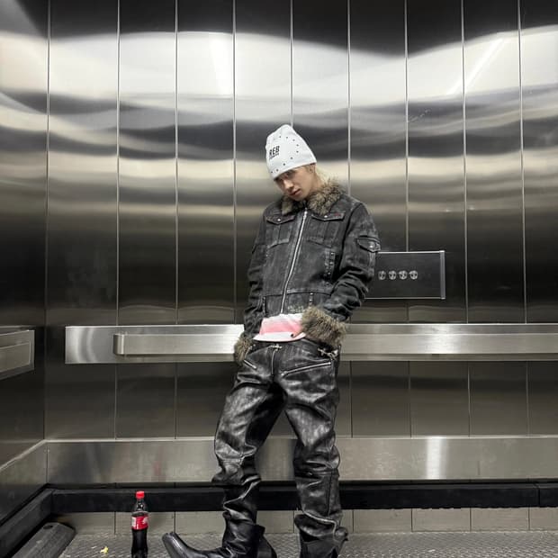 크로스 스트랩 레더 팬츠