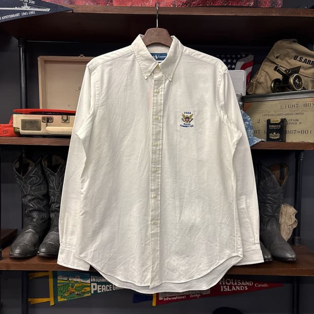 90s 폴로 랄프로렌 USGA 오피셜 엠브로이드 옥스포드 셔츠 N1092