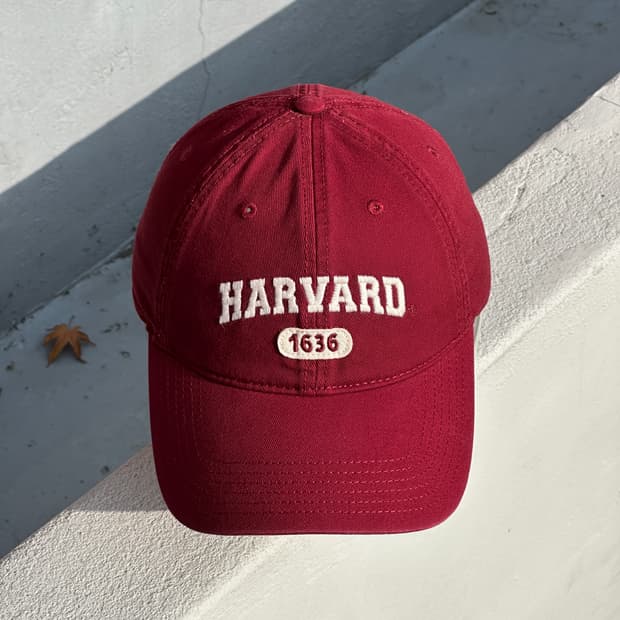 [F] 하버드 로고 버건디 볼캡 모자