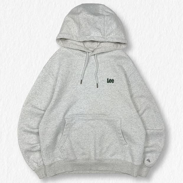 LEE 후드티 멜란지 화이트