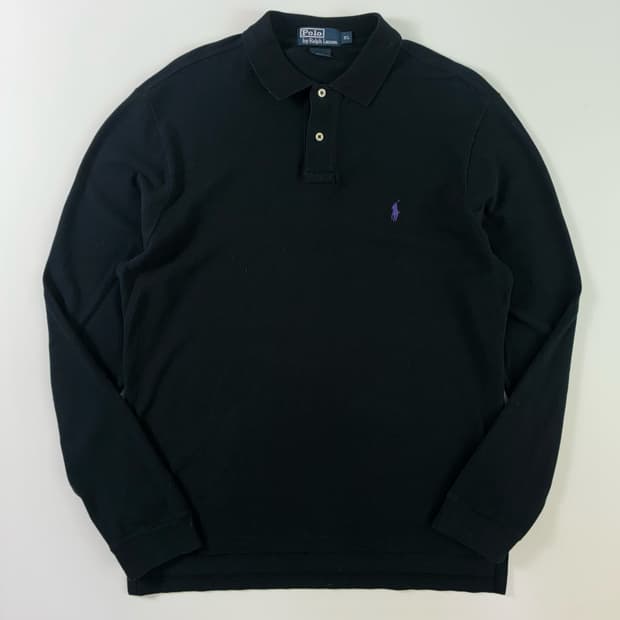 Polo  폴로 랄프로렌 자수 코튼 블랙 카라 니트 