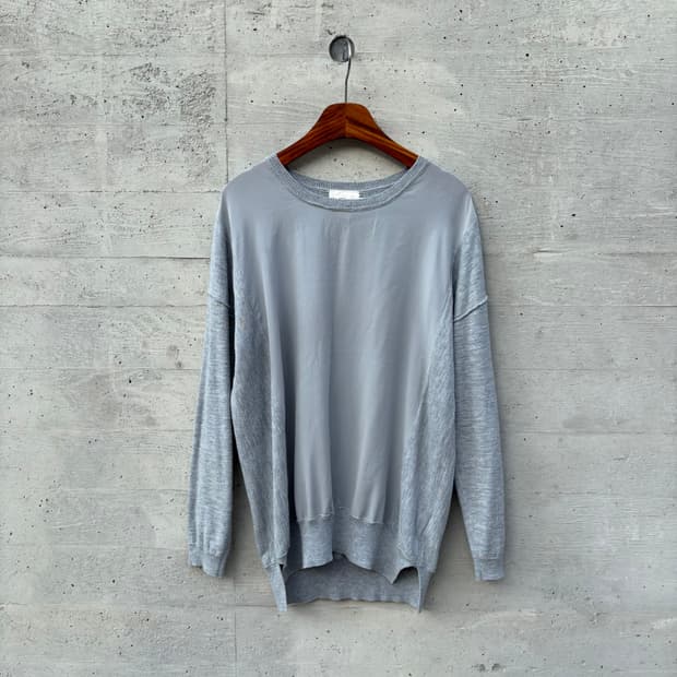 DKNY 그레이 스플릿 햄라인 니트 스웨터