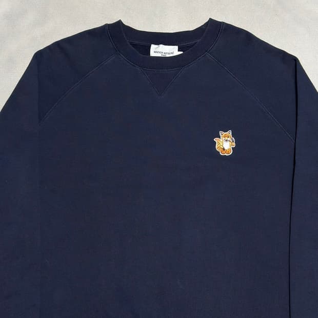 L 메종키츠네 칠랙스 폭스 패치 네이비 맨투맨