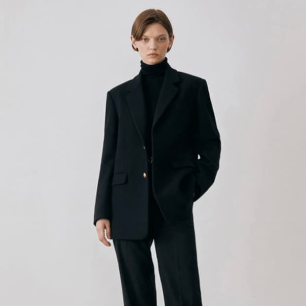 던스트 클래식 울 블레이저 코트 블랙