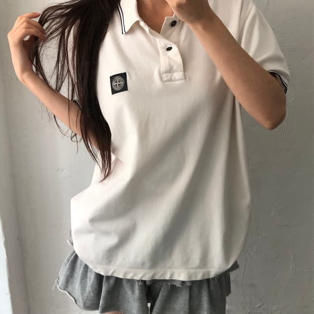 Stone Island 스톤아일랜드 아이보리컬러 슬림핏 PK 카라티셔츠