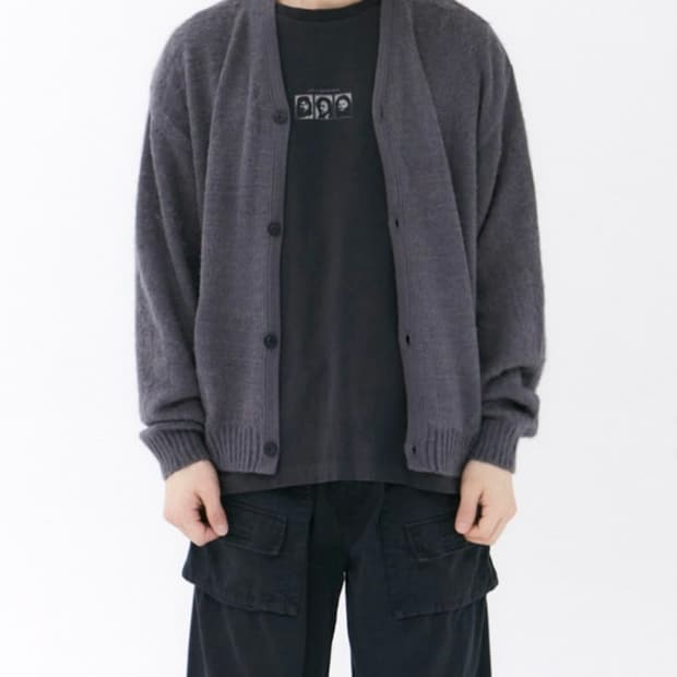 폴리테루 라이트 모헤어 가디건 퍼플그레이 2사이즈