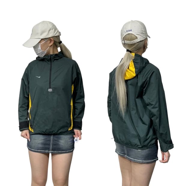 나이키 카키 아노락 후드 바람막이 트랙 아노락 M