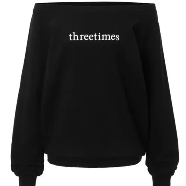 쓰리타임즈 베이직 로고 오프 탑 블랙