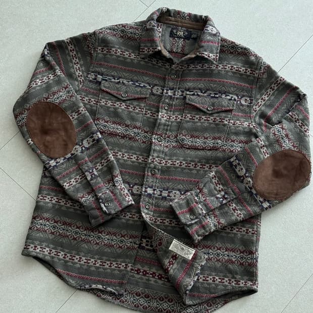 RRL 스웨이드 패치 자카드 오버셔츠 L