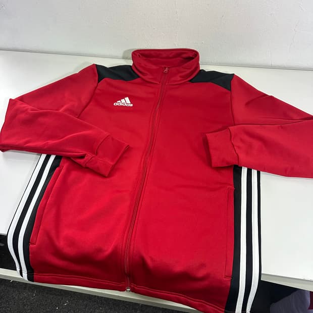 100 XL 아디다스풋볼 빨검 져지재질 트레이닝 축구트랙탑