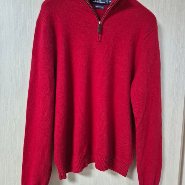 폴로 랄프로렌 캐시미어100프로 하프집업 레드 M