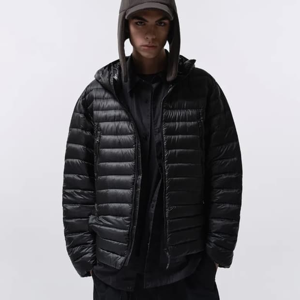 무신사 스탠다드 시티 레저 시어 립스탑 후디드 라이트 다운 재킷 [블랙]