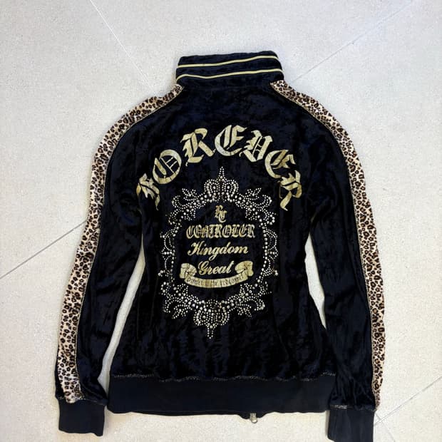 벨벳 호피 골드 집업