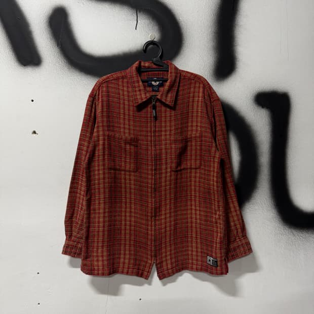 컨버스 더블포켓 타탄 체크 집업 셔츠 자켓