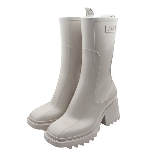 끌로에 오프화이트 러버 미들 레인부츠 35