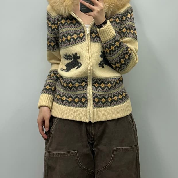 Vintage 맥그리거 울프죠 코위찬 니트집업