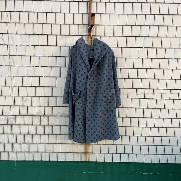 Vintage (maede in japan) 도트 후드 울코트