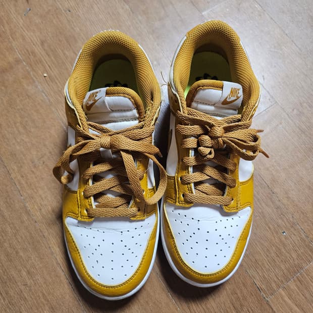 나이키 덩크 로우 골드/화이트 운동화 235