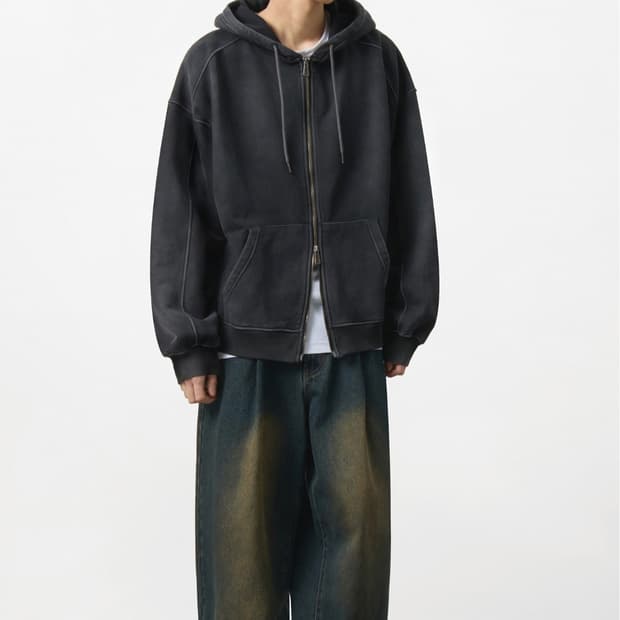 디미트리 ASI 포시즌 에센셜 후드 집업 피그먼트 차콜 급처