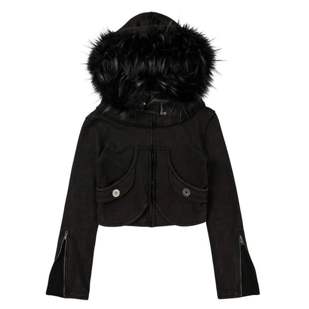 보니앤키예 Bonienkiye 퍼자켓 distressed fur hood