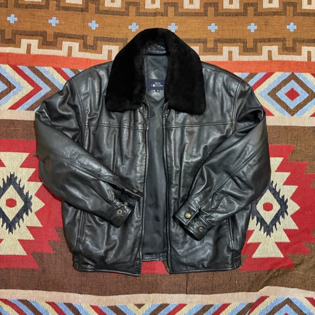 100) 소가죽 퍼 봄버 가죽자켓