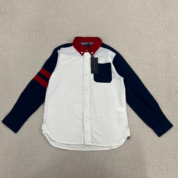 [M] 새상품 타미힐피거 키즈 블록 디자인 버튼다운 셔츠 남방 0114M