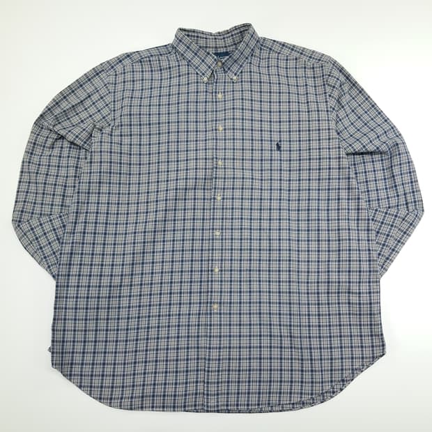 CN875 2XLT 폴로 랄프로렌 아이스블루 타탄체크 플란넬 셔츠 남방