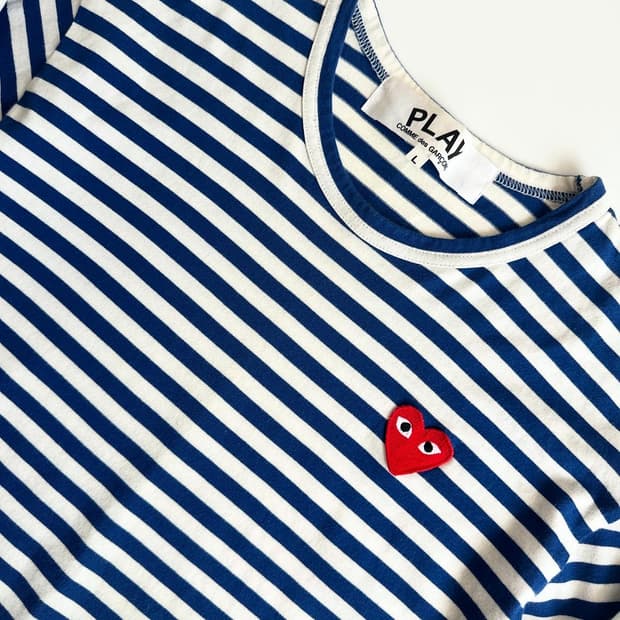 Comme Des Garsons 꼼데가르송 블루 스트라이프 보더티