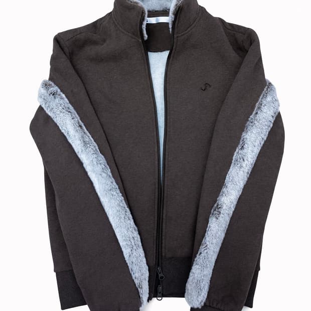 오호스 Fur Trim Jersey Zip-up