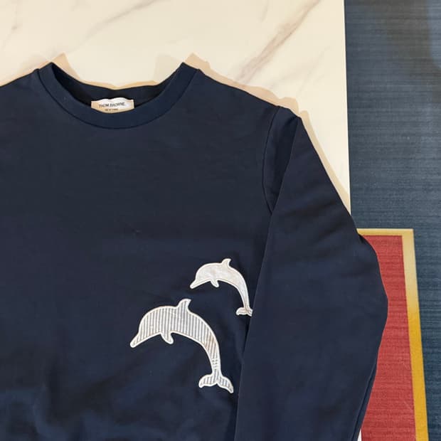 톰브라운 돌고래 네이비 맨투맨 XL 105