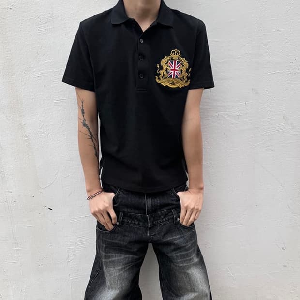 Union Jack Embroidery Polo T-Shirt