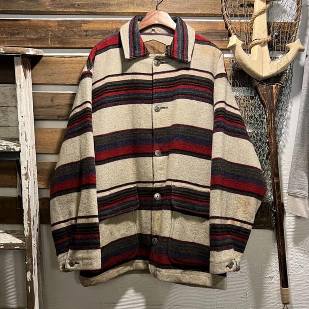 [L]90's 울리치 Made in USA 나바호 스트라이프 울 코트