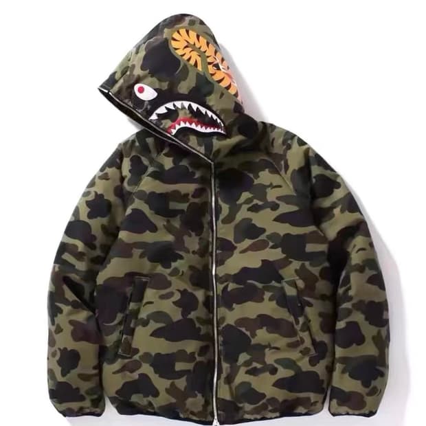 베이프 샤크 후드 패딩