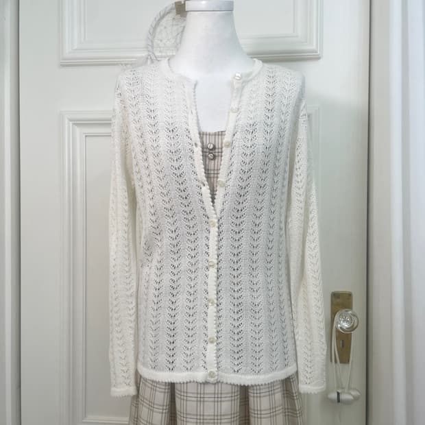 Ivory crochet spring cardigan(size-M)