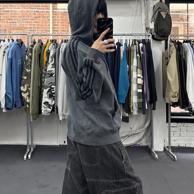 아디다스 파이어버드 그레이 후드집업