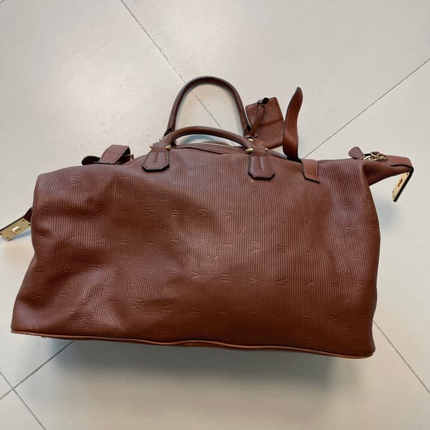 타임(TIME)소가죽 레더 보스턴백 브라운