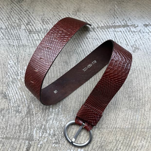 Embossed leather wide belt