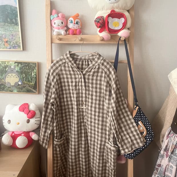 모리걸 빈티지 사만사모스 체크 롱 원피스 🤎🤍